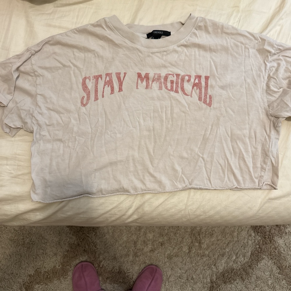 Forever 21 'Stay Magical' Tee - Cream and Pink